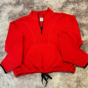 PINK Fleece Crop 3/4 Zip Pullover